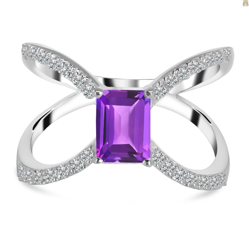 Amethyst & White Topaz Ring AMT-RDR-2293.