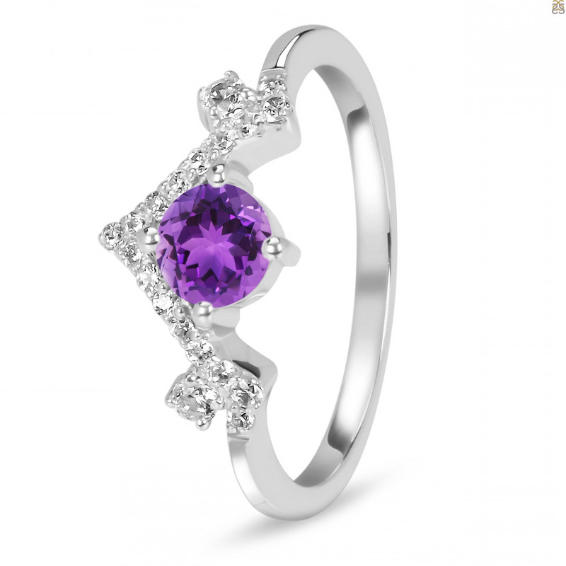 Amethyst & White Topaz Ring