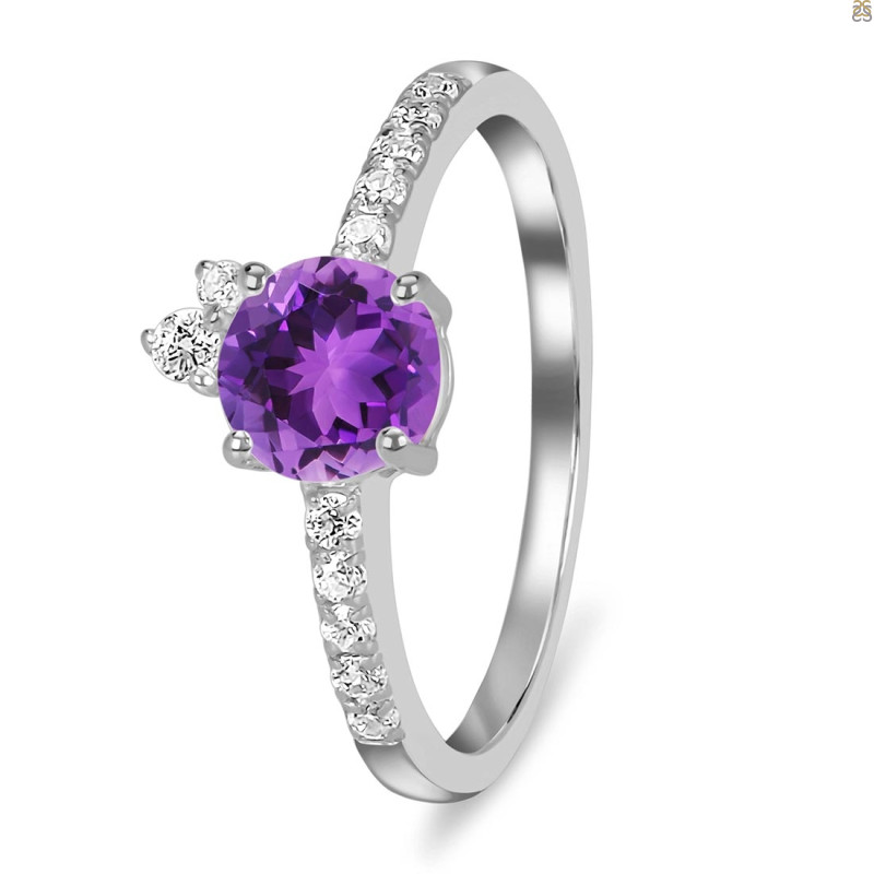 Amethyst & White Topaz Ring
