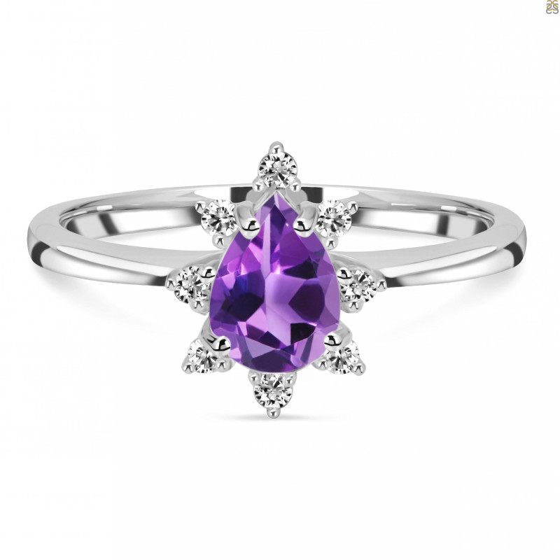 Amethyst & White Topaz Ring AMT-RDR-2305.