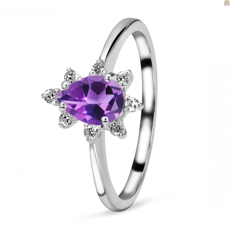 Amethyst & White Topaz Ring