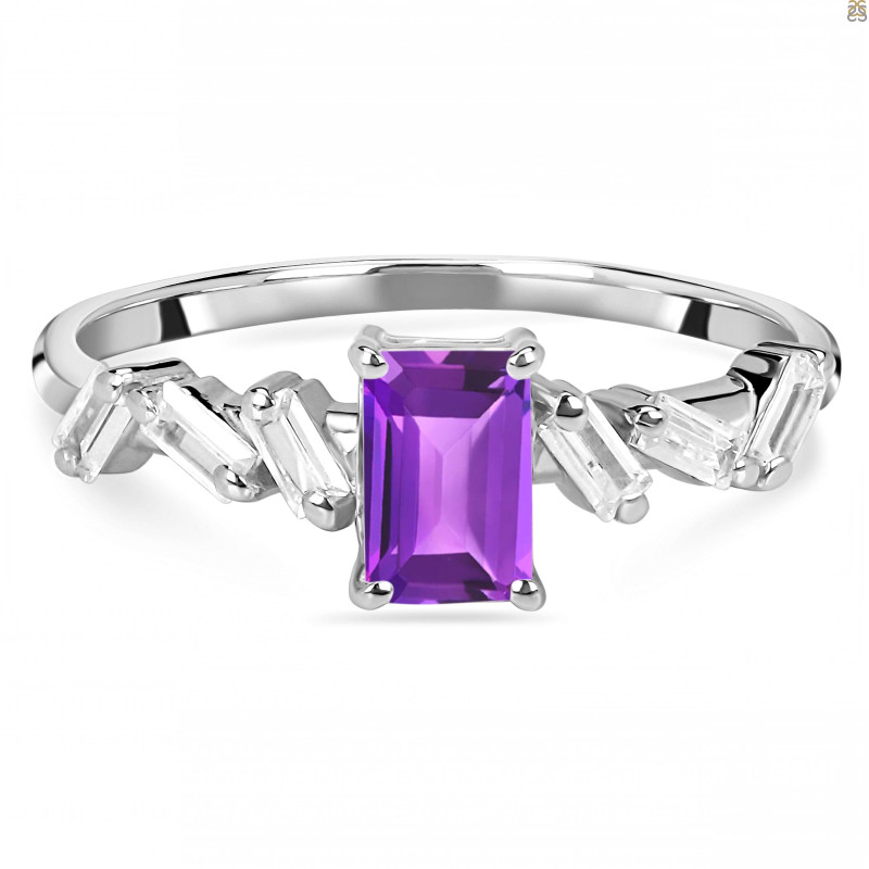 Amethyst & White Topaz Ring AMT-RDR-2306.