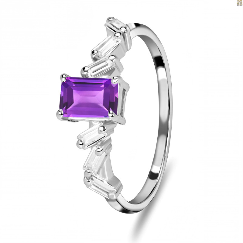 Amethyst & White Topaz Ring