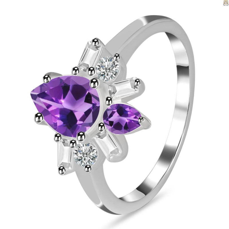 Amethyst & White Topaz Ring