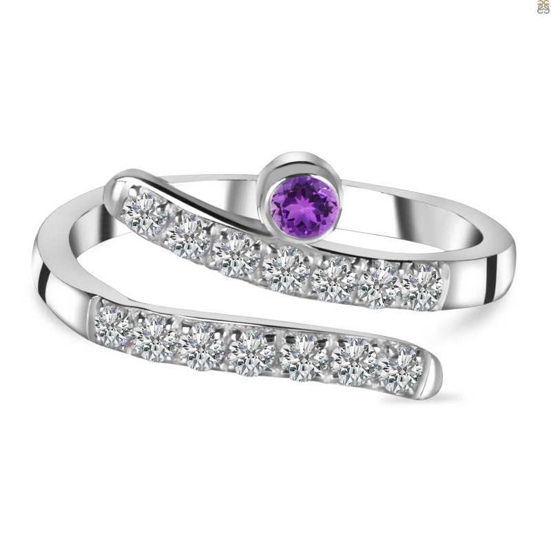 Amethyst & White Topaz Ring AMT-RDR-2526.