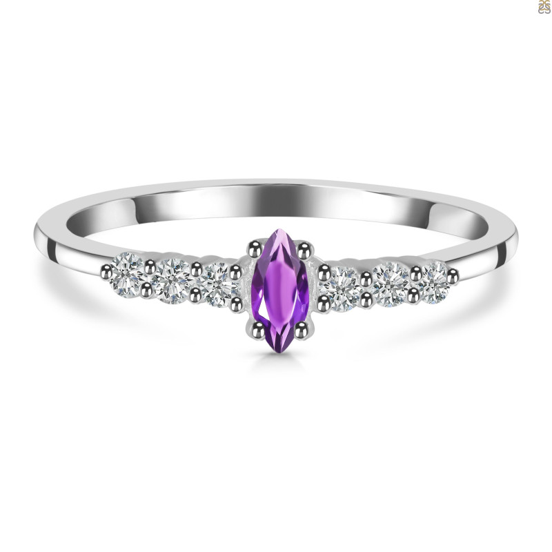 Amethyst & White Topaz Ring AMT-RDR-2532.