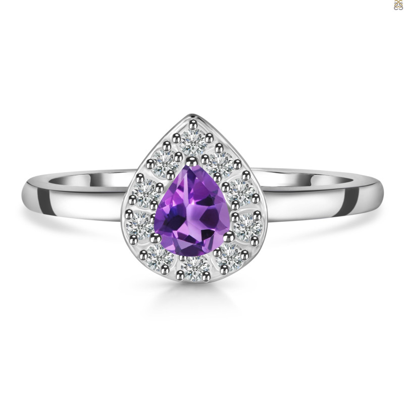 Amethyst & White Topaz Ring AMT-RDR-2535.