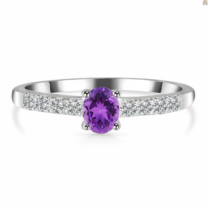 Amethyst & White Topaz Ring AMT-RDR-2538.