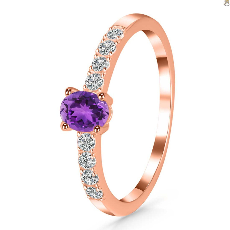 Amethyst & White Topaz Ring AMT-RDR-2538.