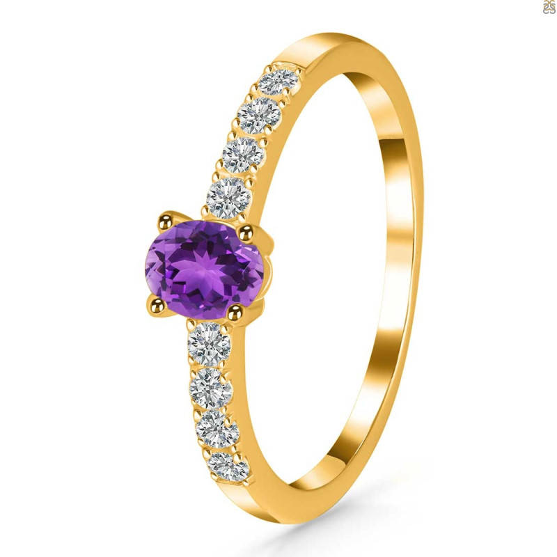 Amethyst & White Topaz Ring AMT-RDR-2538.