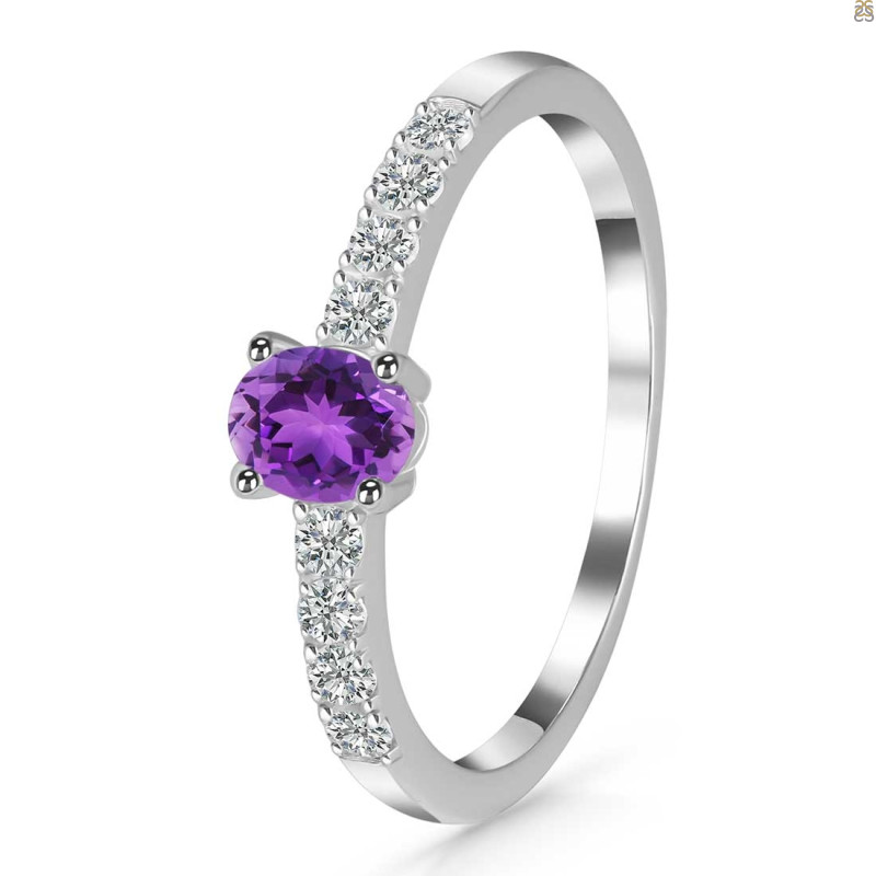 Amethyst & White Topaz Ring