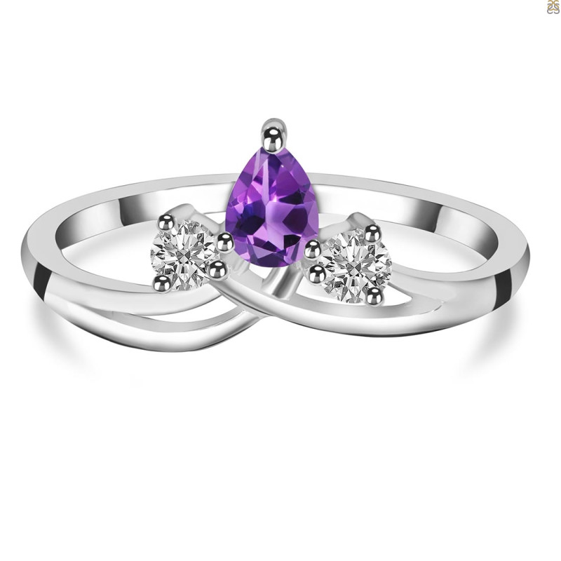 Amethyst & White Topaz Ring AMT-RDR-2660.