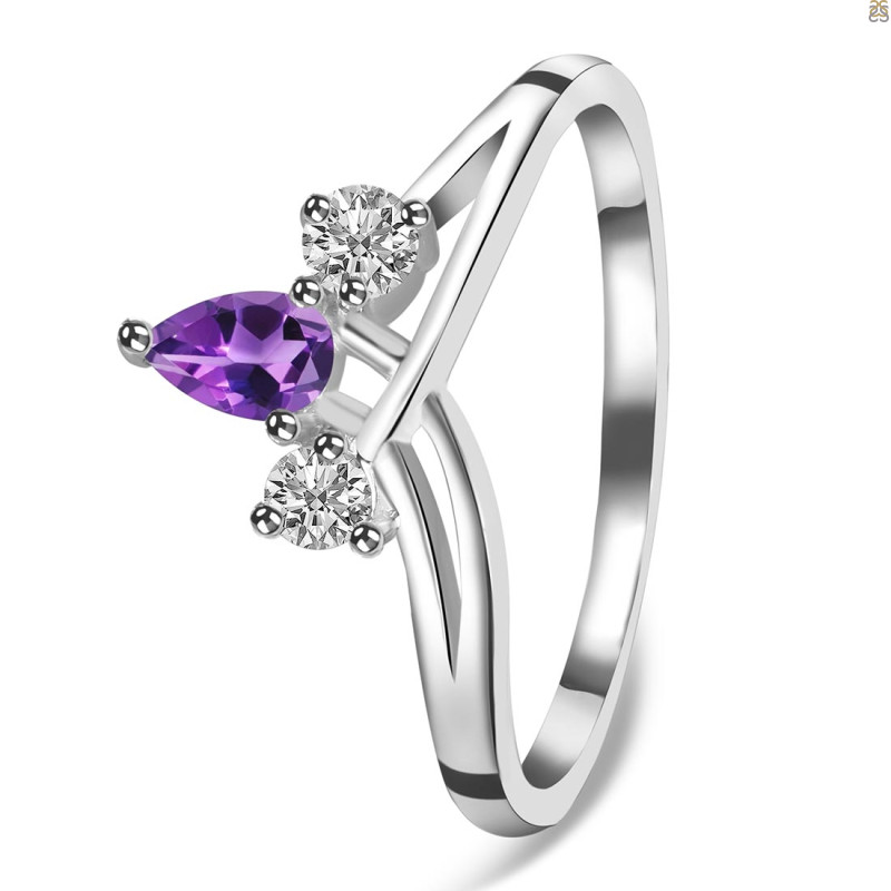 Amethyst & White Topaz Ring