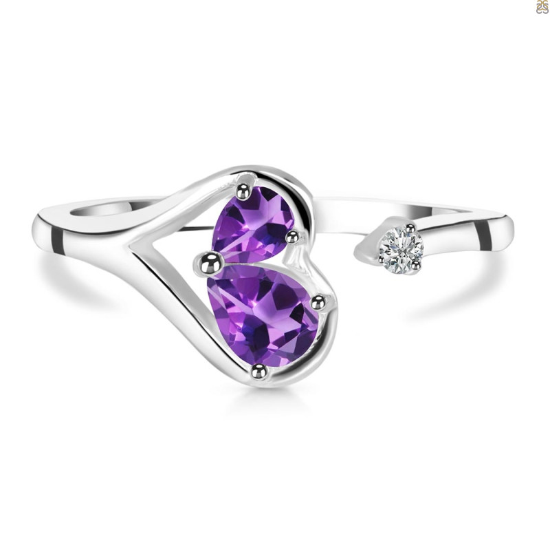 Amethyst & White Topaz Ring AMT-RDR-2675.