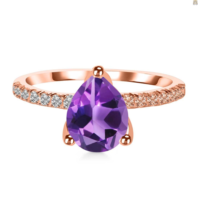 Amethyst & White Topaz Ring AMT-RDR-2860.