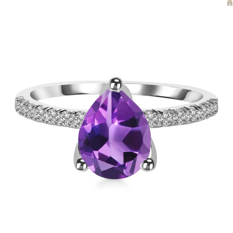 Amethyst & White Topaz Ring AMT-RDR-2860.