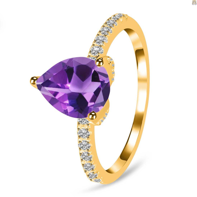 Amethyst & White Topaz Ring AMT-RDR-2860.