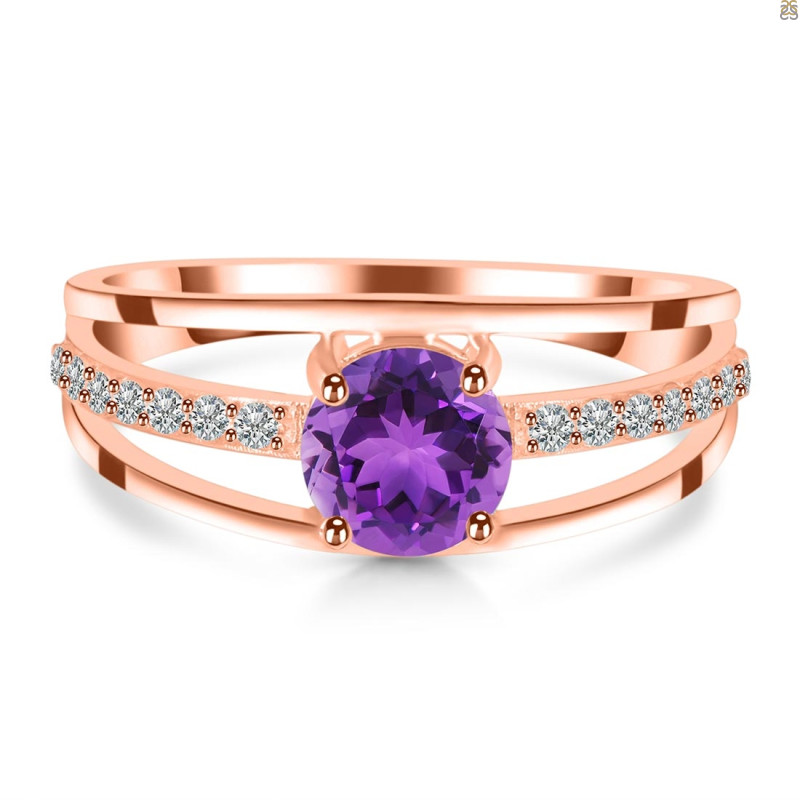 Amethyst & White Topaz Ring AMT-RDR-377.