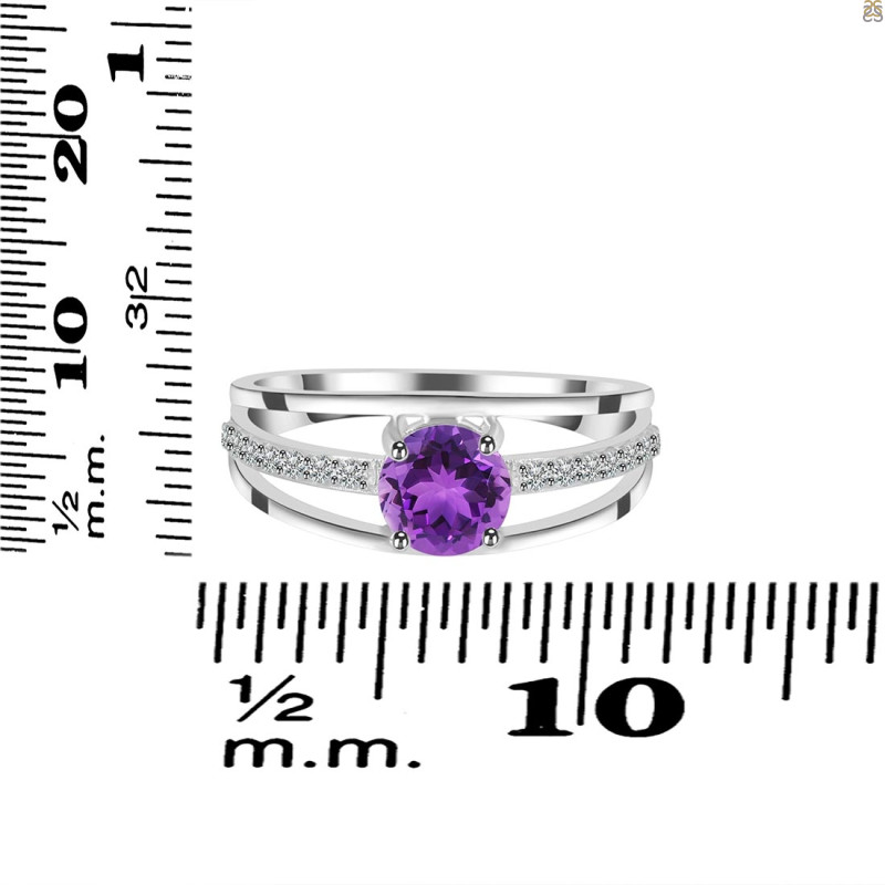 Amethyst & White Topaz Ring AMT-RDR-377.