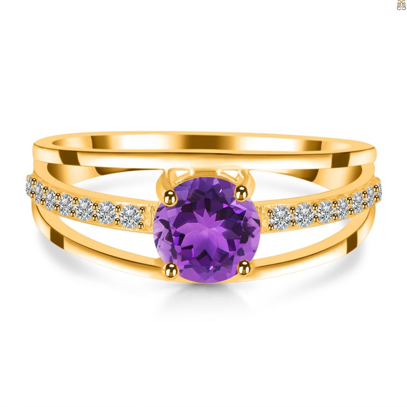 Amethyst & White Topaz Ring AMT-RDR-377.