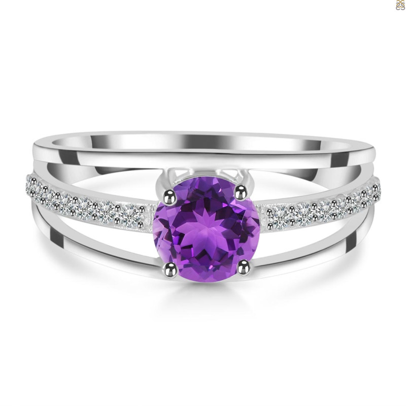 Amethyst & White Topaz Ring AMT-RDR-377.