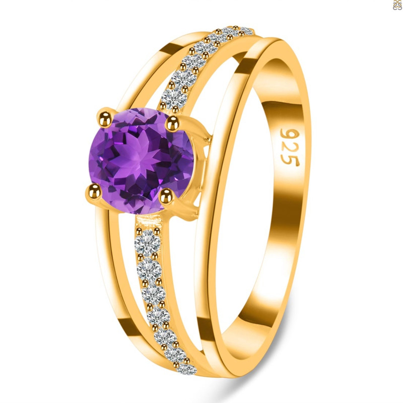 Amethyst & White Topaz Ring AMT-RDR-377.