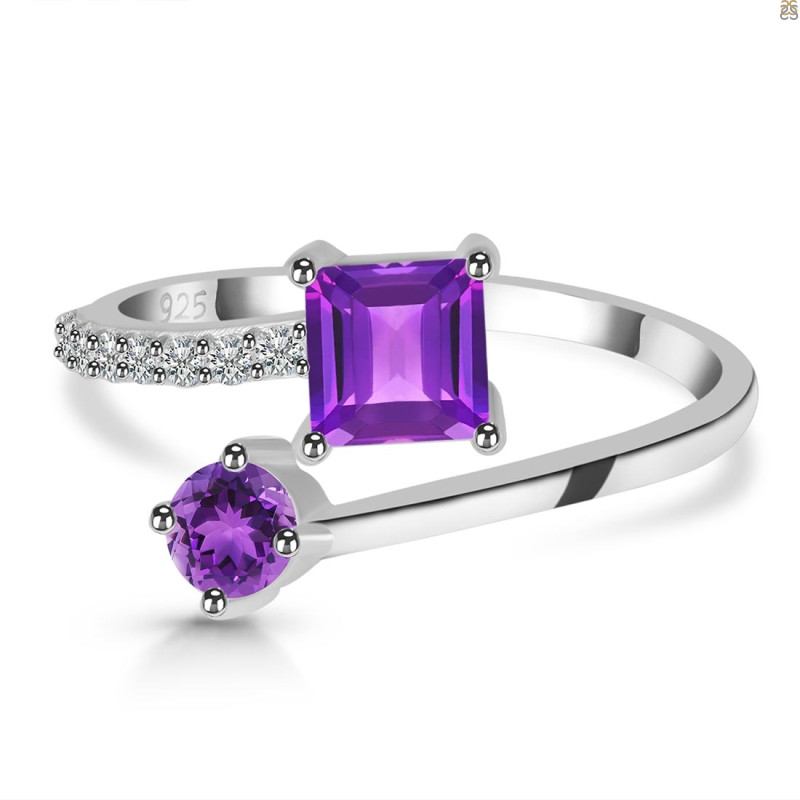 Amethyst & White Topaz Ring AMT-RDR-441.