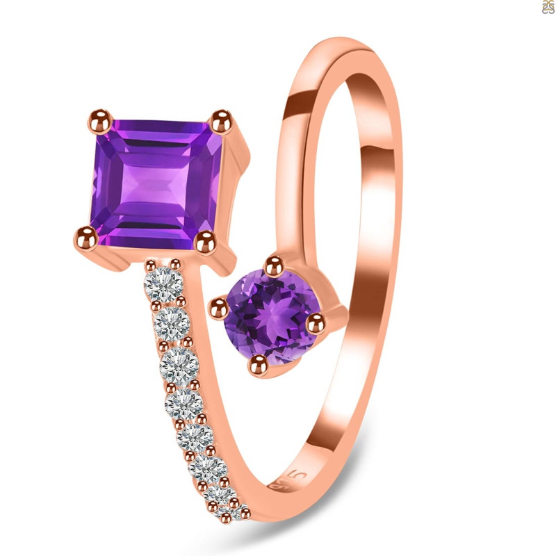Amethyst & White Topaz Ring AMT-RDR-441.