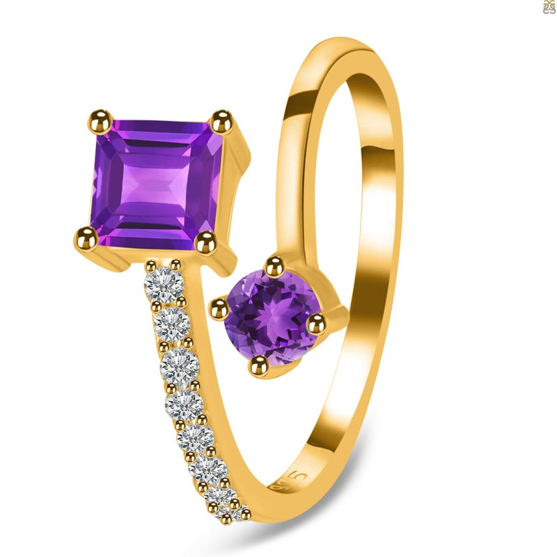 Amethyst & White Topaz Ring AMT-RDR-441.