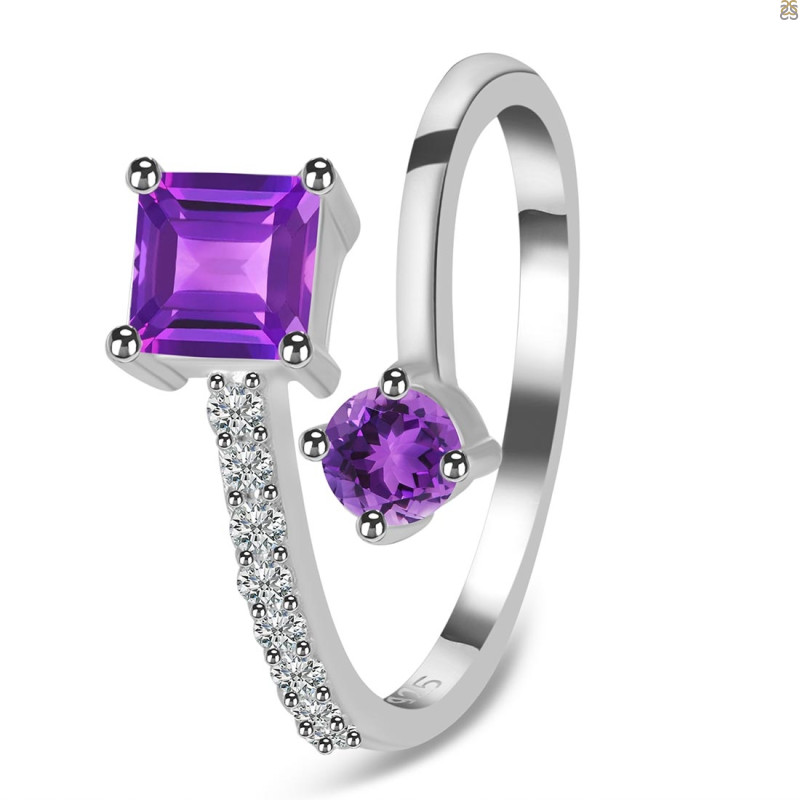 Amethyst & White Topaz Ring