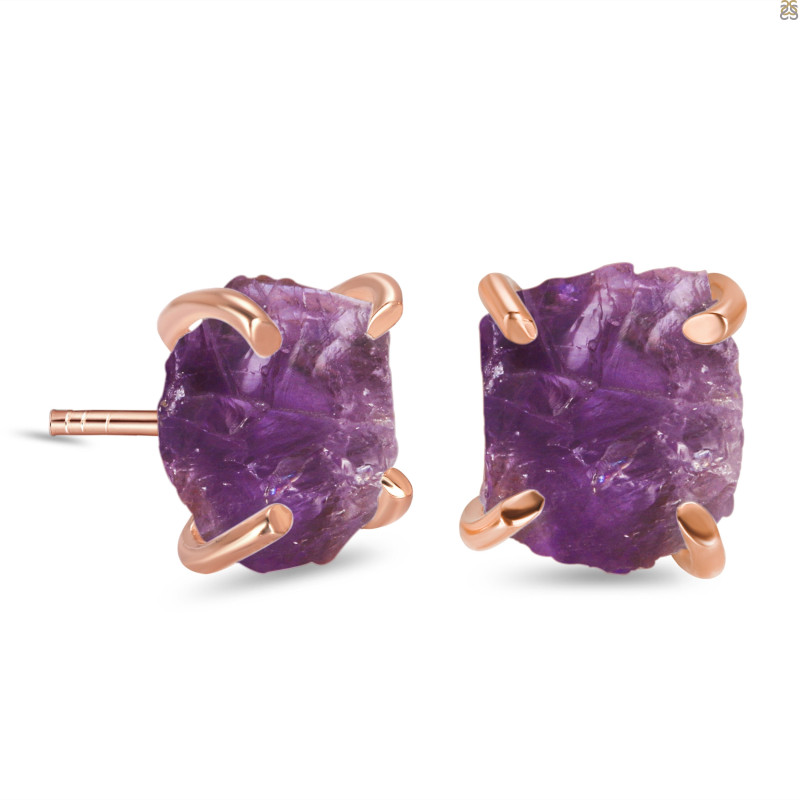 Amethyst Raw Crystal Stud Earring AMT-RE-200.