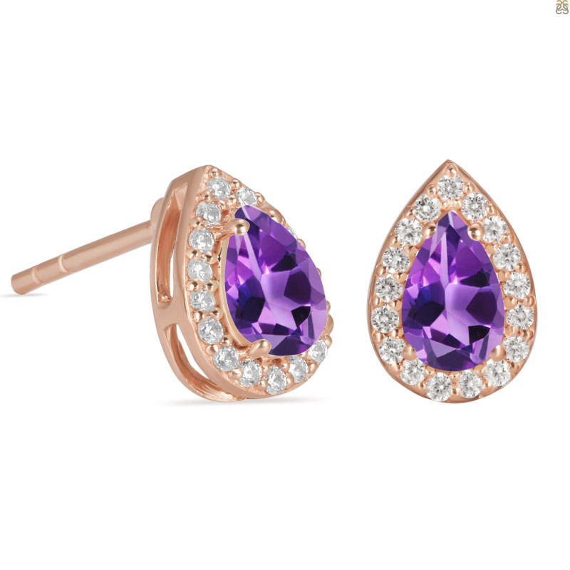 Amethyst & White Topaz Stud Earring AMT-RE-52.