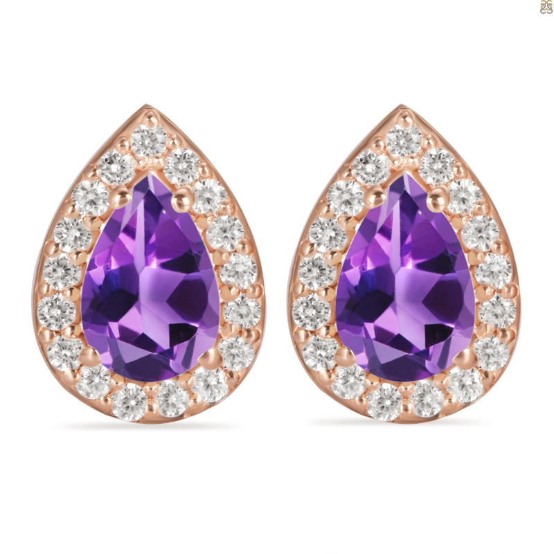 Amethyst & White Topaz Stud Earring AMT-RE-52.