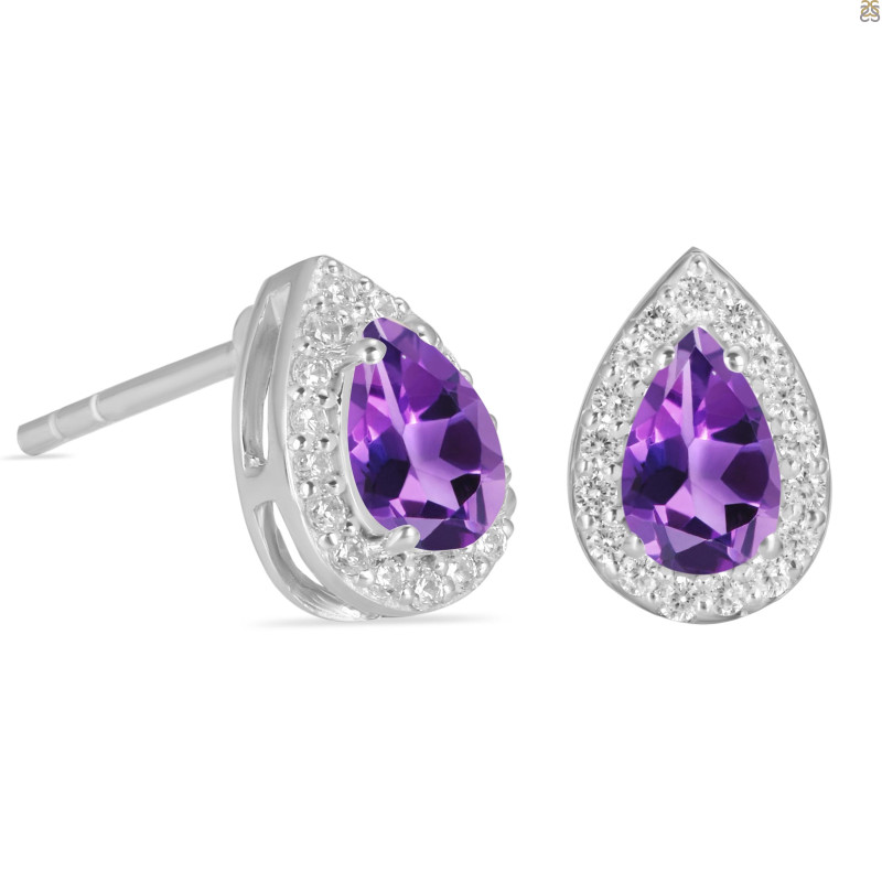 Amethyst & White Topaz Stud Earring