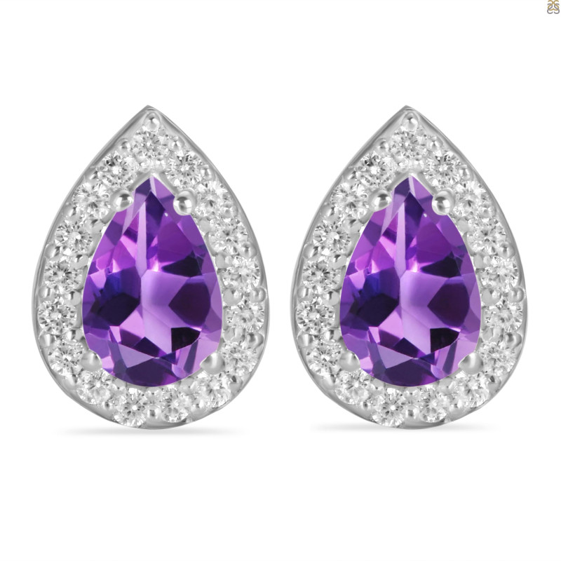 Amethyst & White Topaz Stud Earring AMT-RE-52.