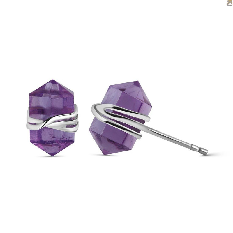 Amethyst Pencil Stud Earring