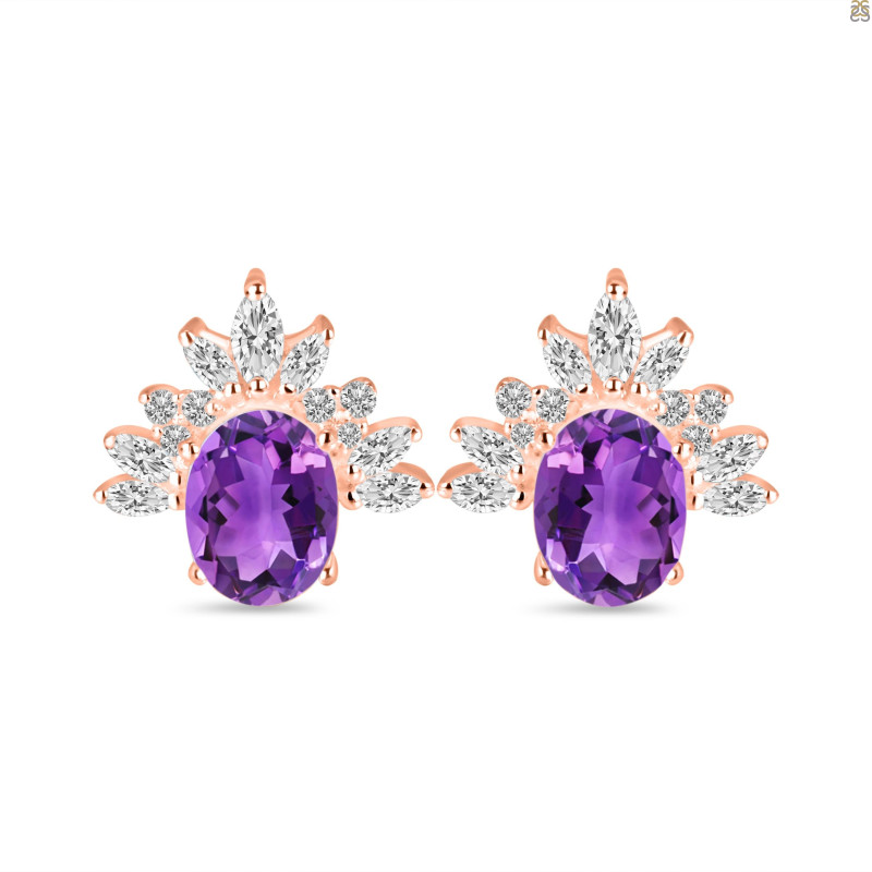 Amethyst & White Topaz Stud Earring AMT-RE-71.
