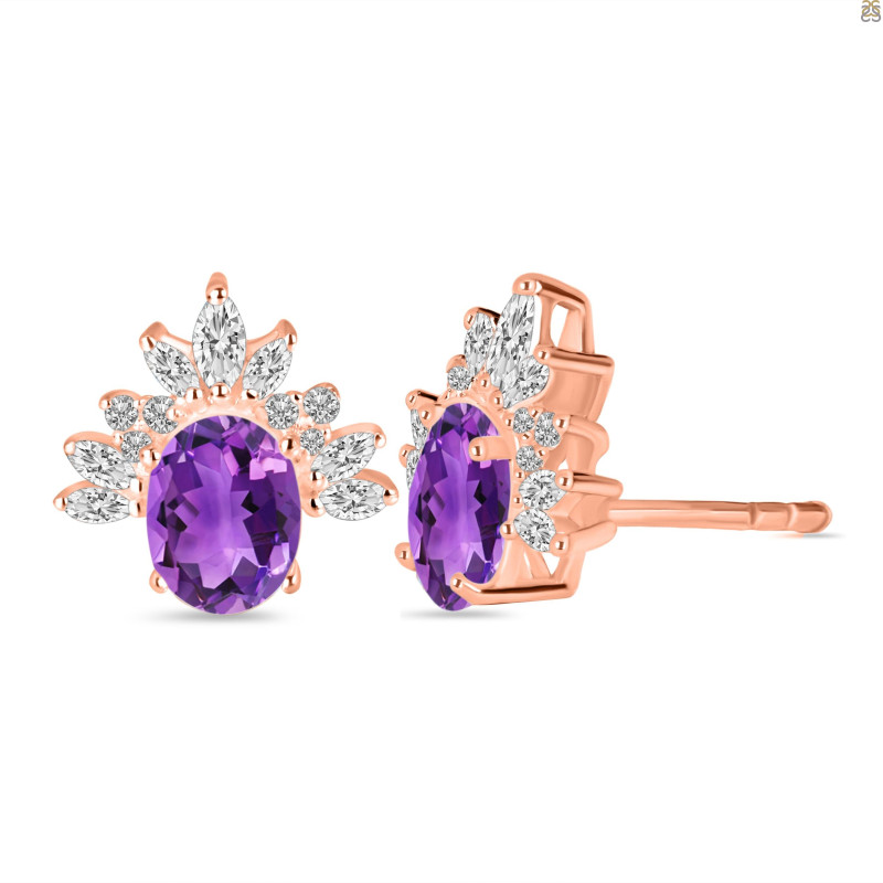 Amethyst & White Topaz Stud Earring AMT-RE-71.