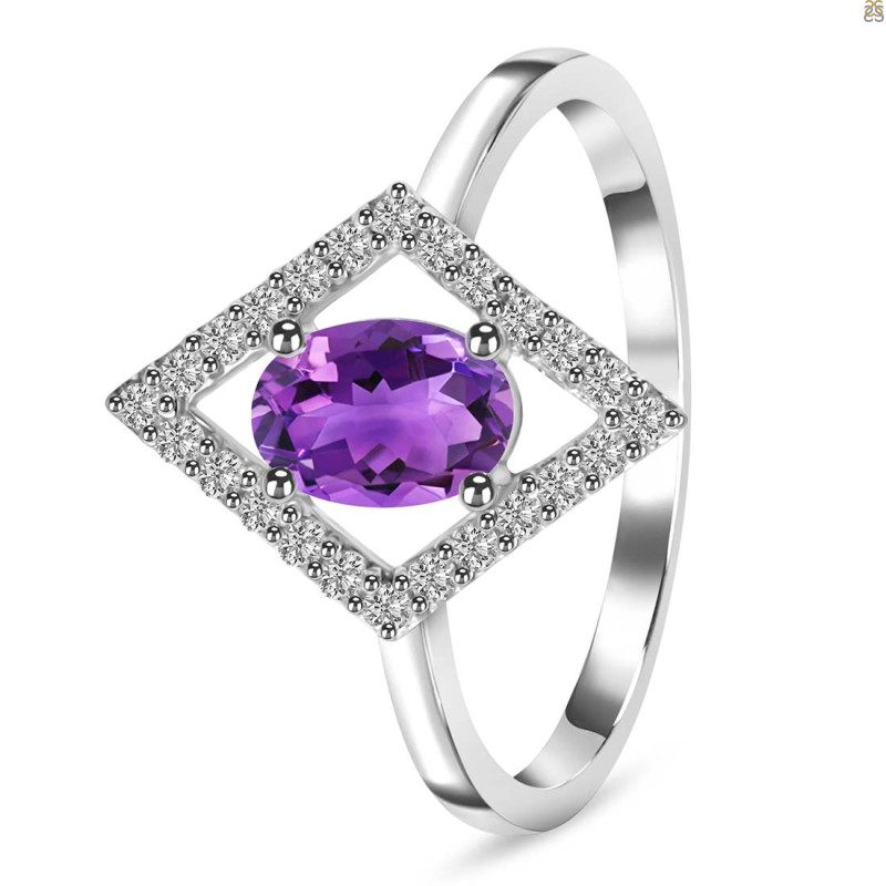 Amethyst & White Topaz Ring