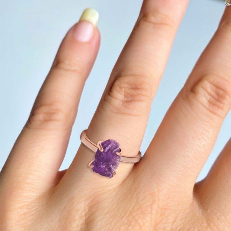 Amethyst Raw Crystal Ring AMT-RR-200.