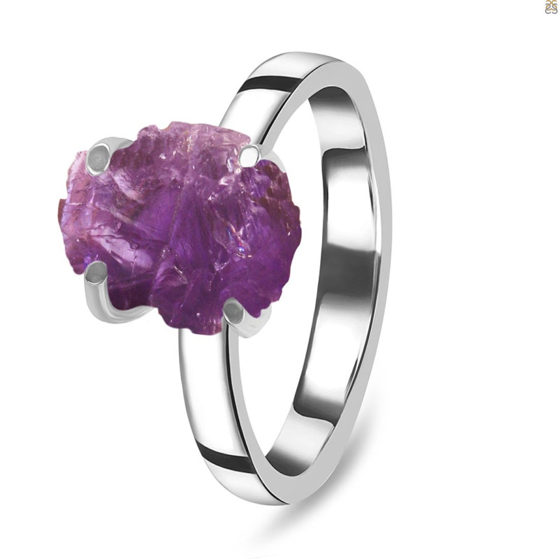 Amethyst Raw Crystal Ring