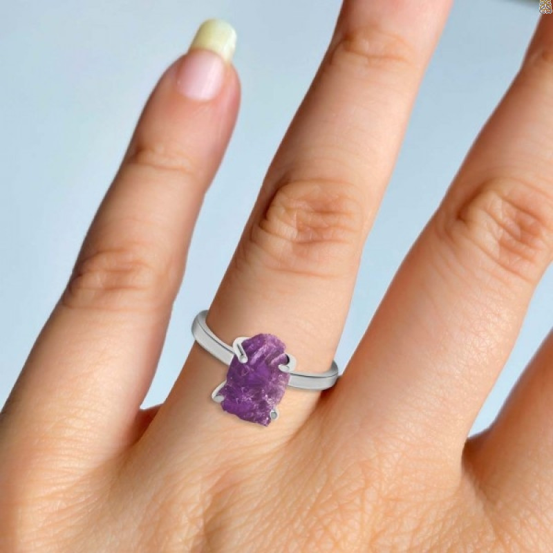 Amethyst Raw Crystal Ring AMT-RR-200.