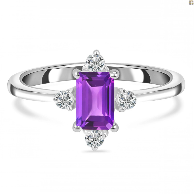 Amethyst & White Topaz Ring AMT-RR-275.