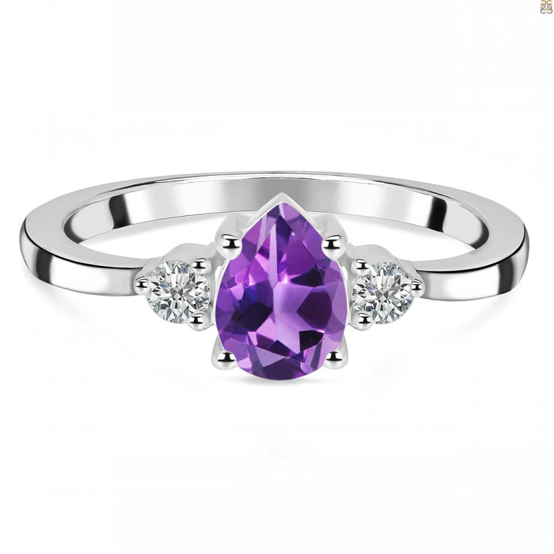 Amethyst & White Topaz Ring AMT-RR-335.