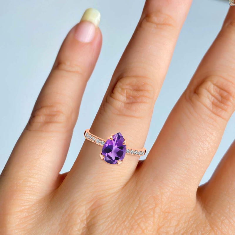 Amethyst & White Topaz Ring AMT-RR-344A.