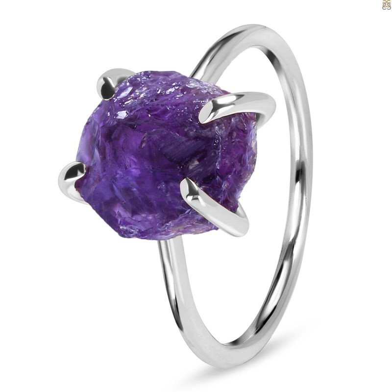 Amethyst Raw Crystal Ring