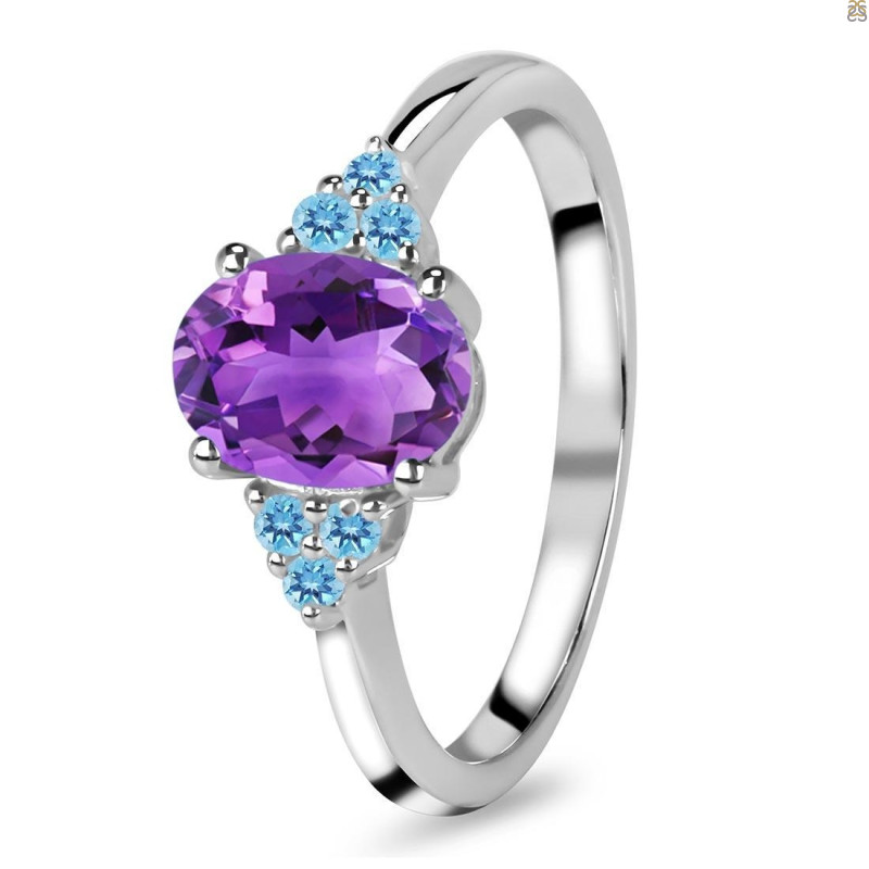 Amethyst & Blue Topaz Ring