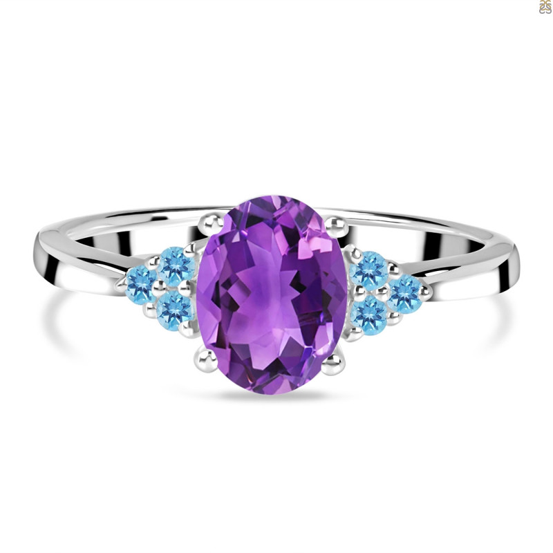 Amethyst & Blue Topaz Ring AMT-RR-364-BTZ.