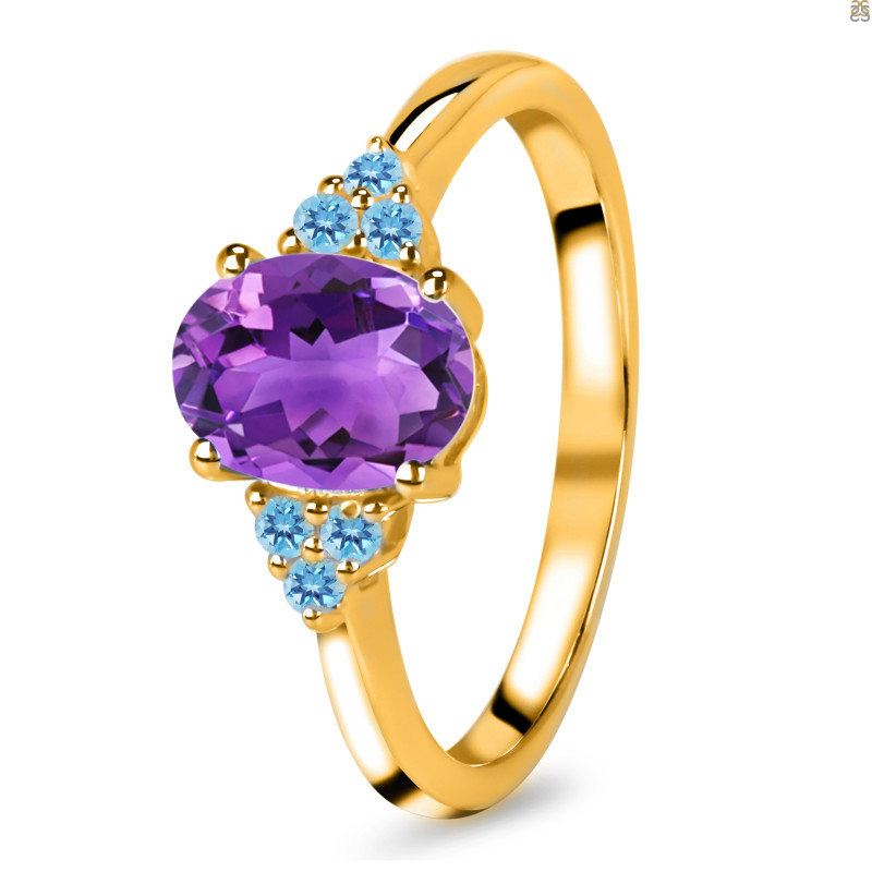 Amethyst & Blue Topaz Ring AMT-RR-364-BTZ.