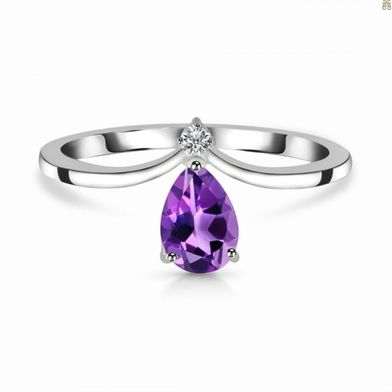 Amethyst & White Topaz Ring AMT-RR-374.
